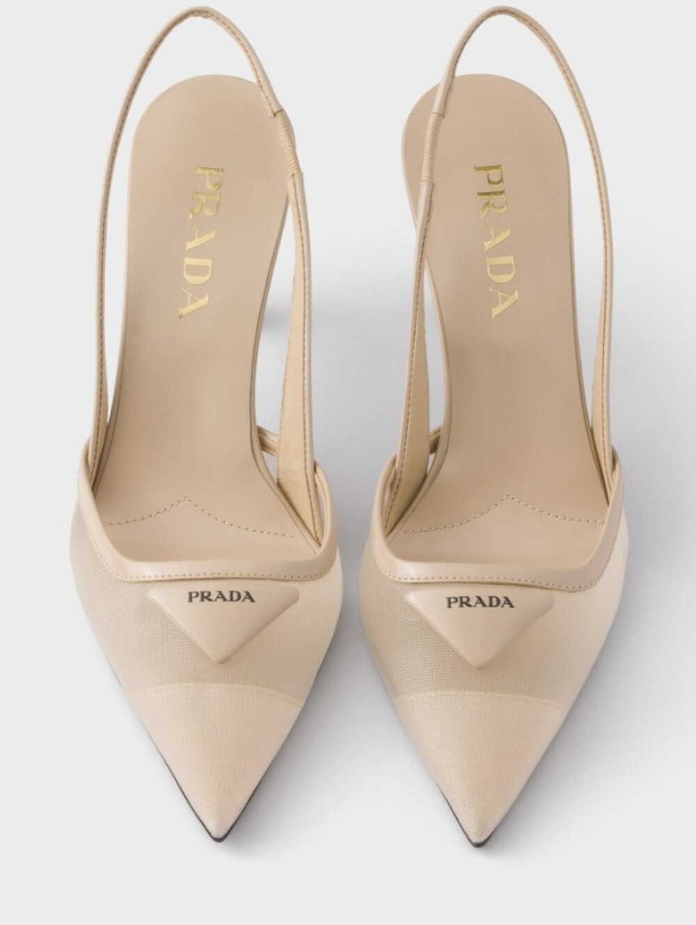 Prada Beige Pointed-Toe Slingback Pumps